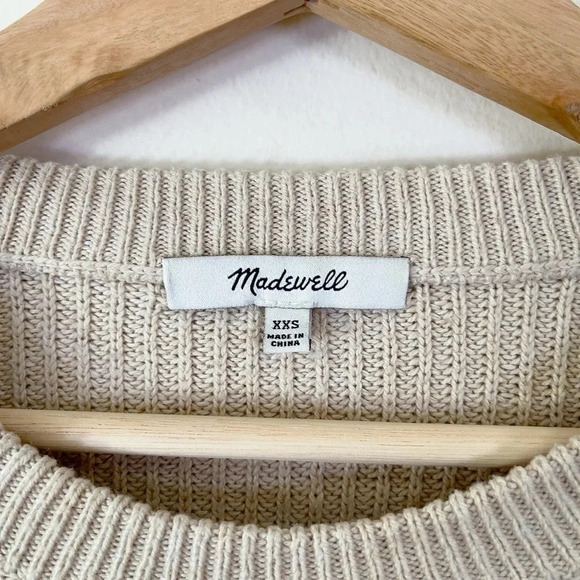 Madewell Thompson Pocket Beige Long Sleeve  Pullover Sweater - Picture 10 of 14